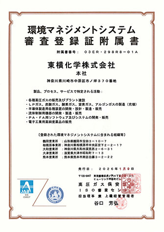 環境マネジメントシステム審査登録証附属書